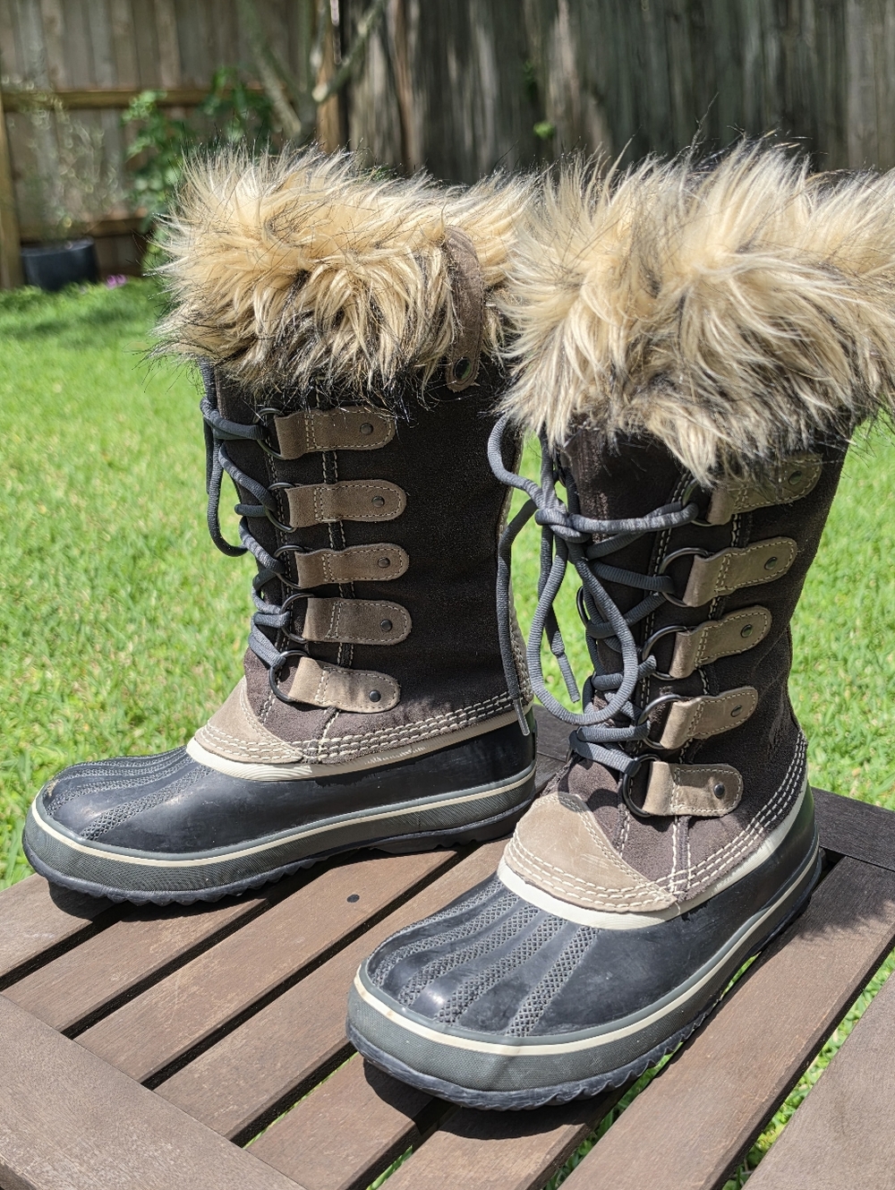 SOREL Womens Joan of Arctic Waterproof Boot Camel Fur Brown Suede Size 7 US